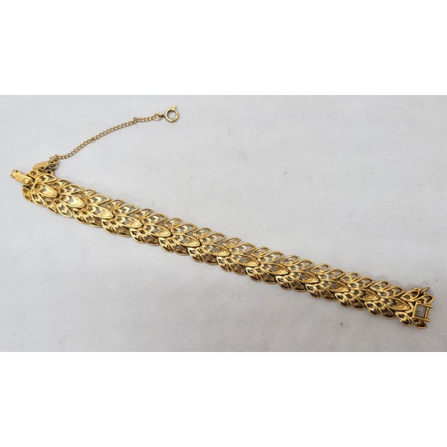 Metal Vintage 1960s Signed Monet Goldtone Openwork Link Bracelet For Sale - Image 7 of 10