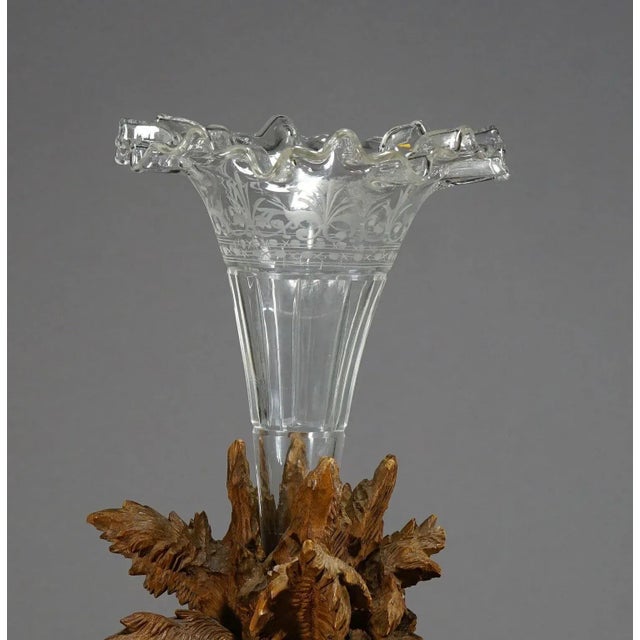 Large Swiss Group of Carved Cattles with Glass Vase Inset, 1890s For Sale - Image 6 of 12