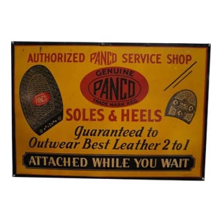 1940s Panco Soles & Heels - Authorized Panco Service Shop Display Placard For Sale