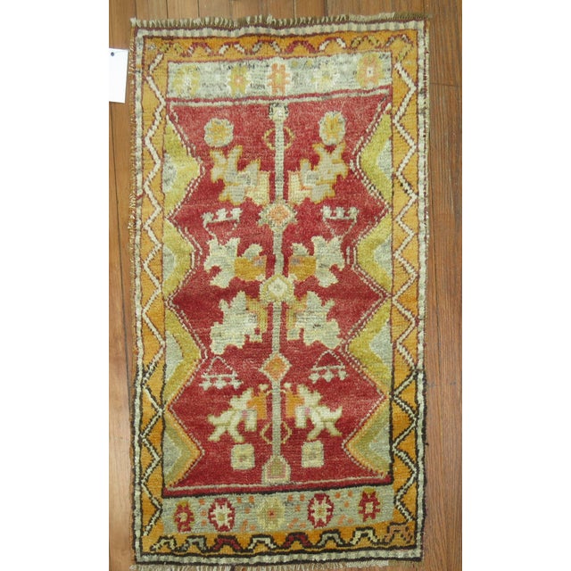 Mini size mid 20th century turkish anatolian rug Measures: 1'10'' x 3'