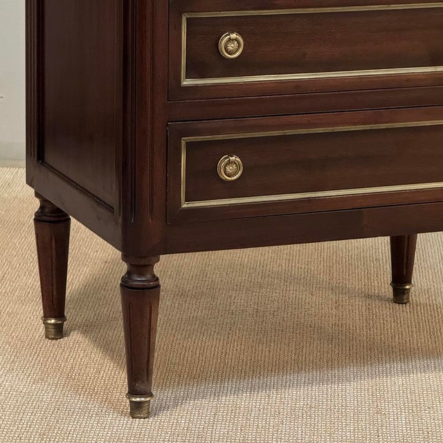 Oxblood Red French Louis XVI Petite Mahogany Commode With Carrara Marble For Sale - Image 8 of 18