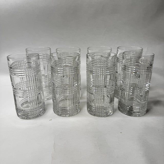 Set of eight heavy lead crystal barware. Glen Plaid by Ralph Lauren. In excellent condition. No chips, cracks or...