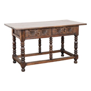 Early 19th Century Carved Chestnut Console Table With Two Drawers For Sale