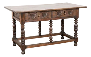 Early 19th Century Carved Chestnut Console Table With Two Drawers