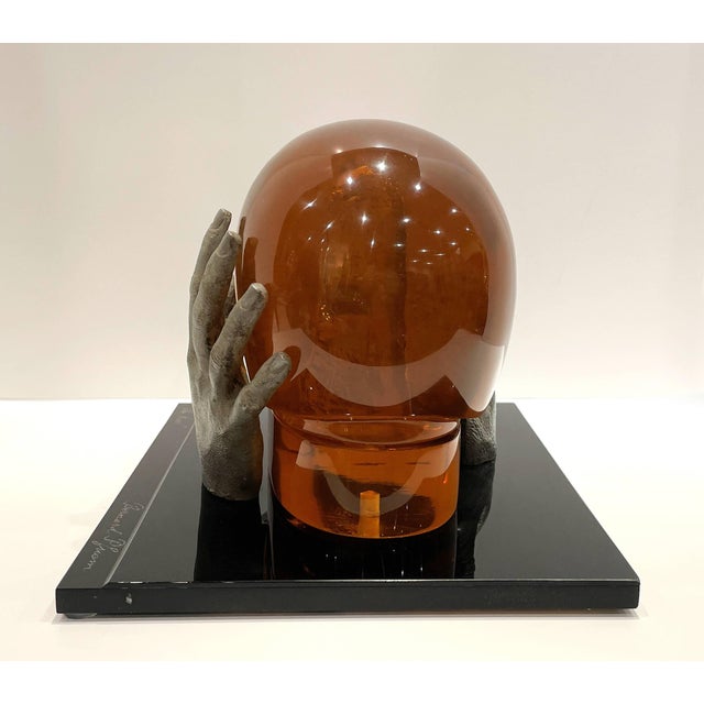 Mid 20th Century Mid 20th Century Bernard Pfreim, "The Kiss", Amber Acrylic Sculpture For Sale - Image 5 of 8