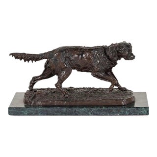 Antique French Bronze Dog Sculpture by P. J. Mene - Setter For Sale