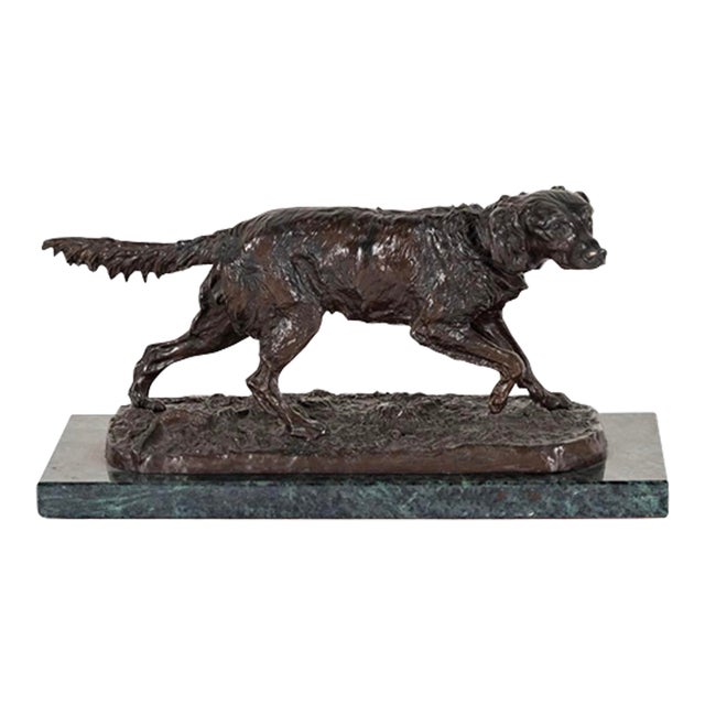 Antique French Bronze Dog Sculpture by P. J. Mene - Setter For Sale