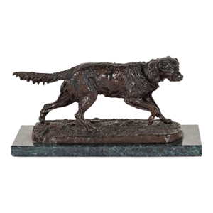 Antique French Bronze Dog Sculpture by P. J. Mene - Setter