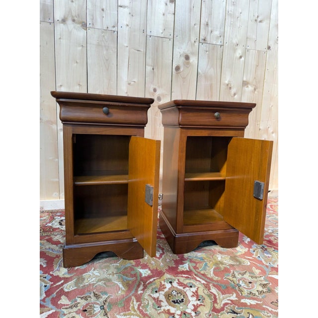 Louis Philippe Style Bedside Tables in Wood, Set of 2 For Sale - Image 3 of 7