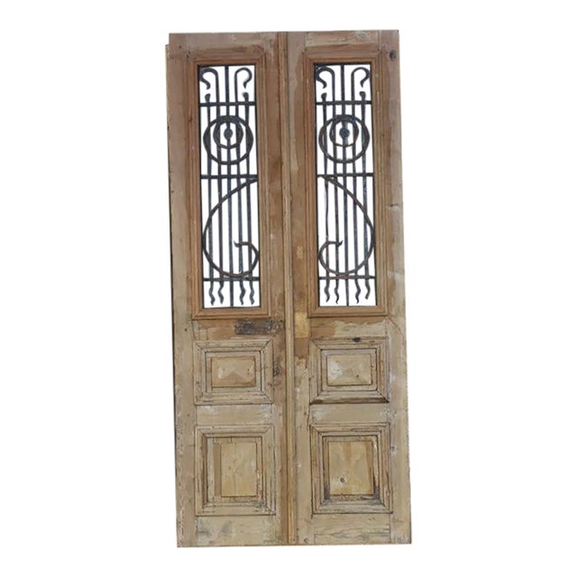 Late 19th Century Double French Doors With Metal/Glass - A Pair For Sale