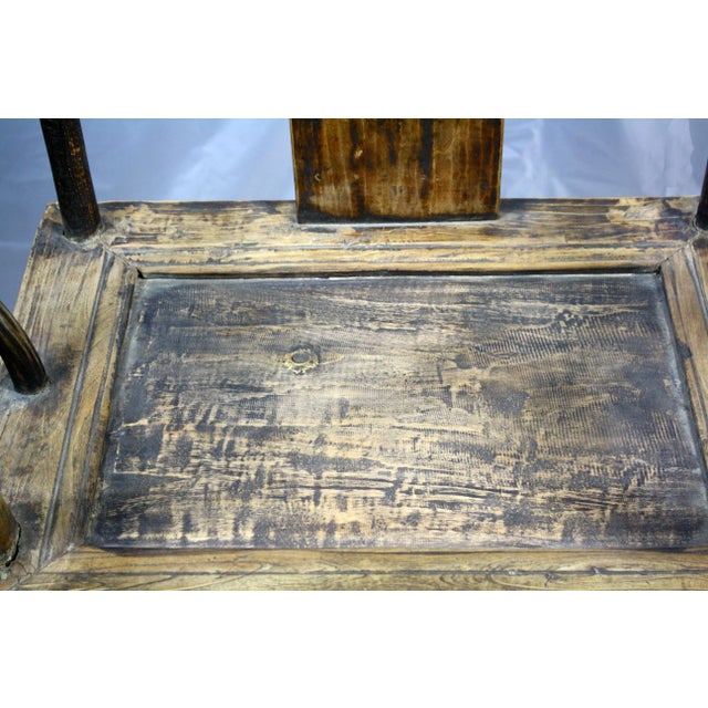 Wood Antique High Yoke Back Armchair For Sale - Image 7 of 11