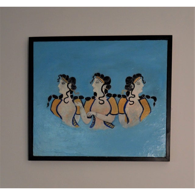 The idea for this painting was taken from the frescoes in the Palace of Knossos dating back to 1500 BC After sketching out...