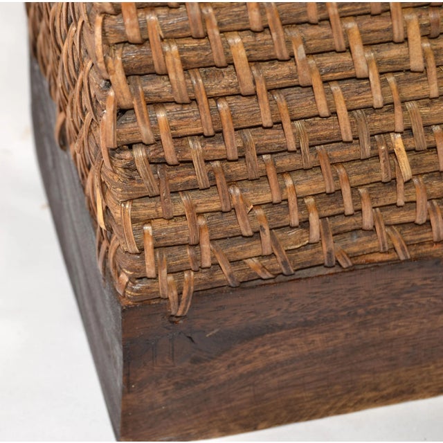 1970s Handmade Wood Reed Split Oak Firewood Basket Holder Woven Handles For Sale - Image 11 of 12