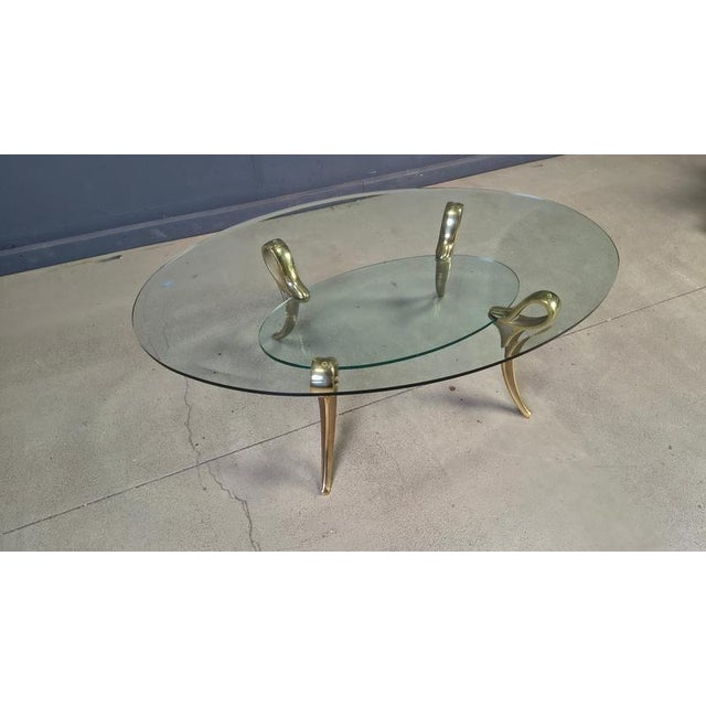Brass and Glass Coffee Table, 1970s For Sale - Image 4 of 13