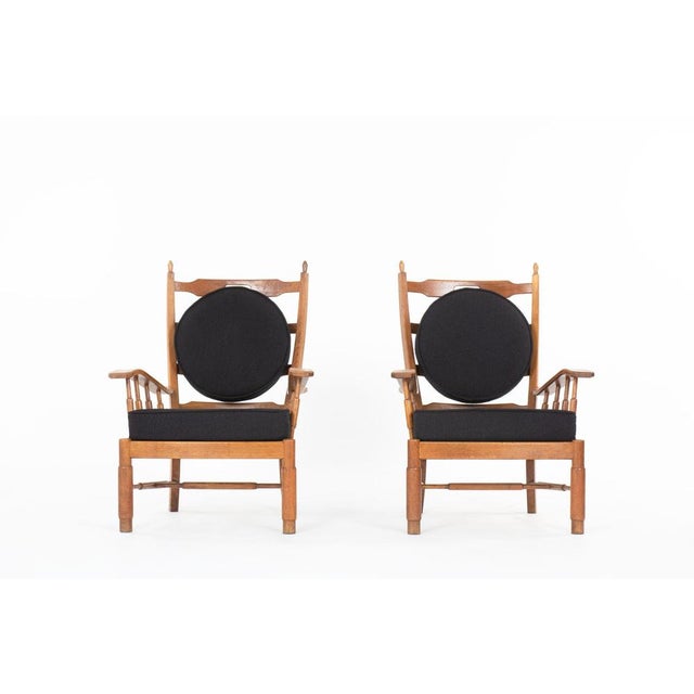 Set of 2 armchairs from France in the fifties In the manner of Robert Guillerme and Jacques Chambron creations Structure...