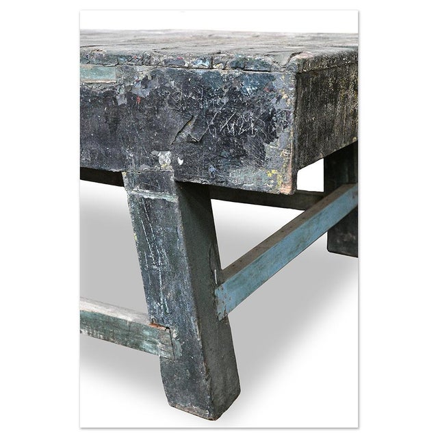 Large Artisan Table in Patinated Solid Wood For Sale - Image 3 of 7