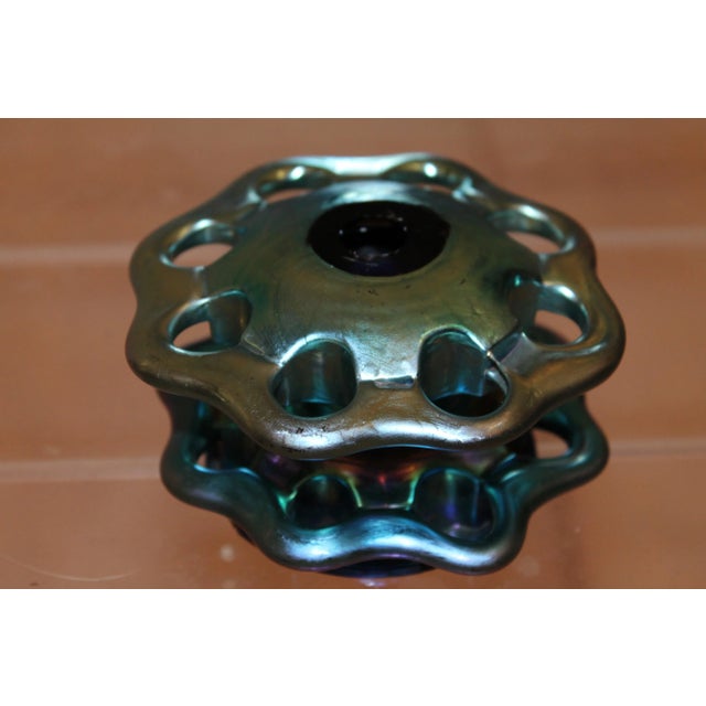 Blue Art Deco Era Authentic Steuben Blue Bud Flower Piece For Sale - Image 8 of 8