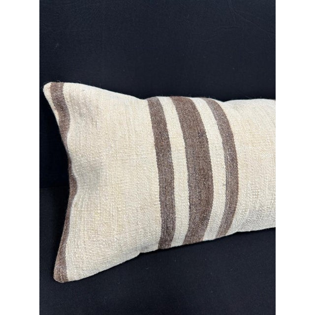 Turkish Hemp Pillow Cushion Natural Beige Brown Cushion Cover 14x40 #30473 Enhance your home decor with our Kilim Pillow...