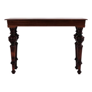 Wall or Console Table in Mahogany with Carved Round Legs, 1880s For Sale