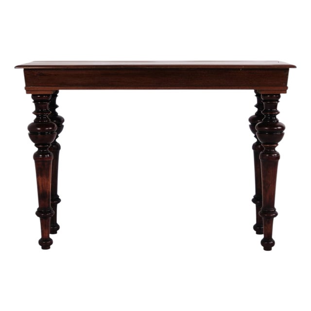 Wall or Console Table in Mahogany with Carved Round Legs, 1880s For Sale