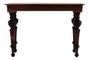 Wall or Console Table in Mahogany with Carved Round Legs, 1880s