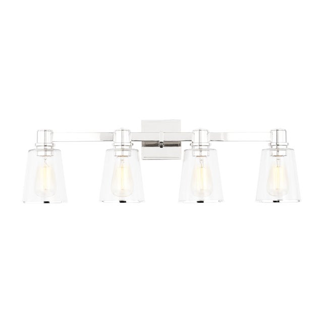 Transitional Chapman & Myers by Visual Comfort Studio Alessa 4-Light Bath Vanity Sconce in Polished Nickel For Sale - Image 3 of 9