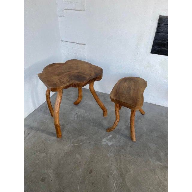 Brown Elm Side Tables, 1960s, Set of 2 For Sale - Image 8 of 18