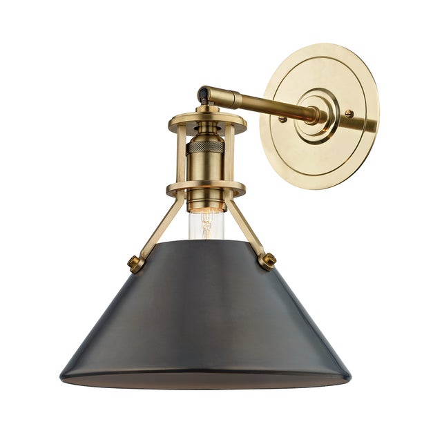 Transitional Hudson Valley Lighting Mark D. Sikes Metal No.2 1-Light Wall Sconce, Aged/Antique Distressed Bronze For Sale - Image 3 of 3