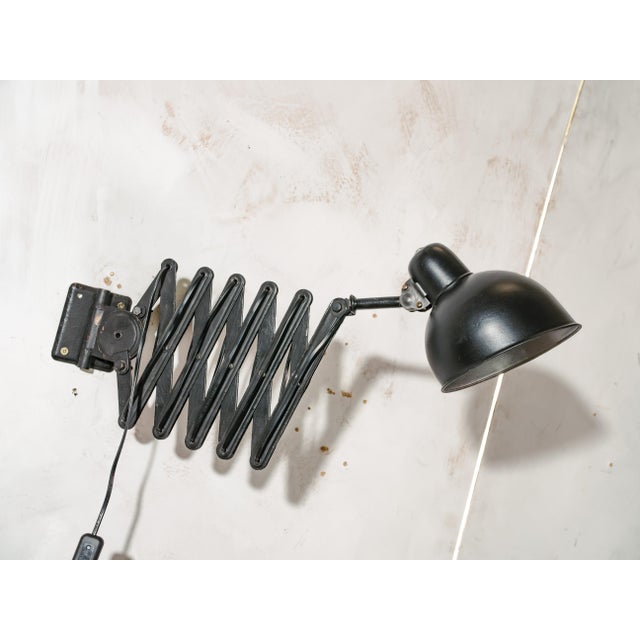 Industrial Black Scissor Wall Lamp with Extendable Harmonica from Adem, Netherlands, 1940s For Sale - Image 12 of 13
