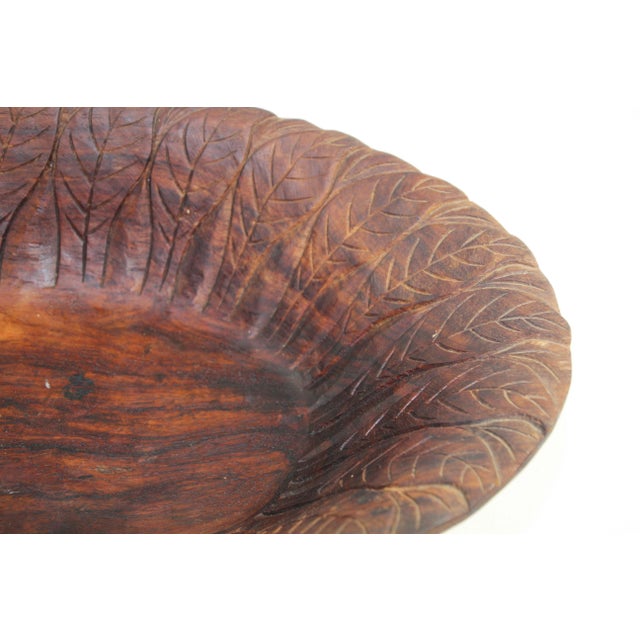 Brown Large Hand-Carved Tribal Wooden Bowl from the Batak of Sumatra For Sale - Image 8 of 13