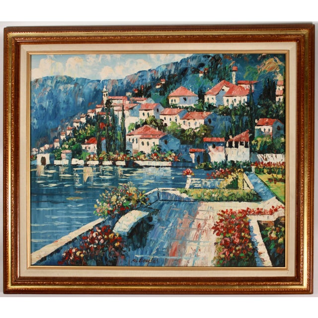 Mediterranean Mid Century Mediterranean Seascape Original Oil Painting For Sale - Image 3 of 13