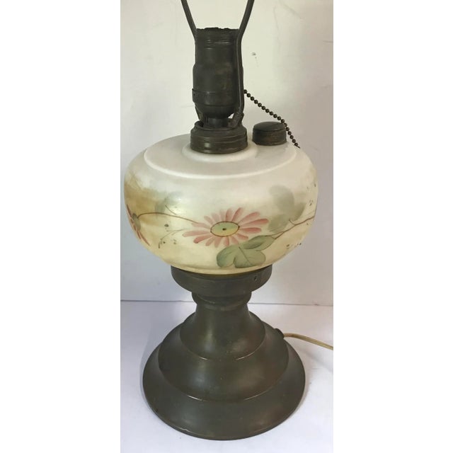 Traditional Vintage Electrified Oil Lamp For Sale - Image 3 of 9