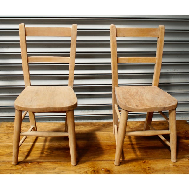 A lovely pair of Child’s chairs. Made from beech, a simple design, durable and made to last. C1940 These super little...