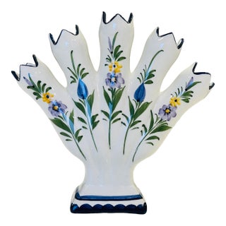 Vintage Portuguese Vase Hand-Painted Tulipiere For Sale