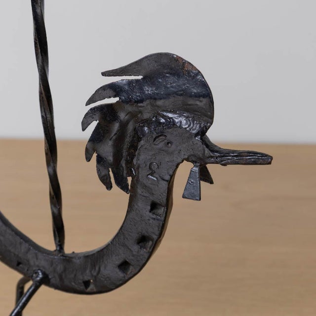 Black 1950s French Black Iron Rooster Candlestick For Sale - Image 8 of 10