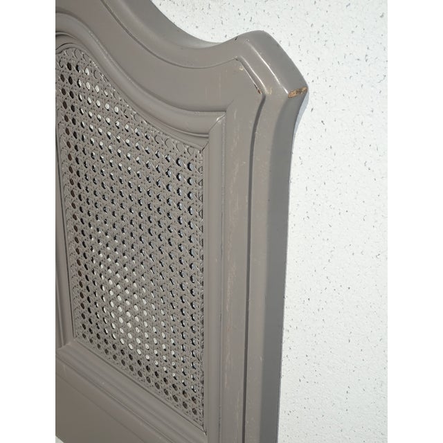 Vintage by Drexel ~ French Country Gray Ornate Cane Queen Headboard For Sale - Image 12 of 15