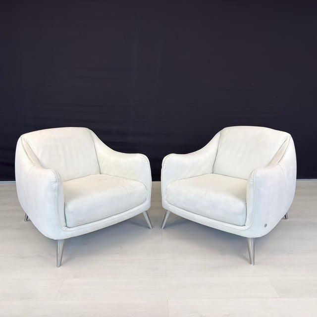 Italian Natuzzi Italia Platea Armchairs - A Pair For Sale - Image 3 of 13