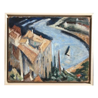Robert Simon, ÈZE, 1952, Oil on Panel For Sale