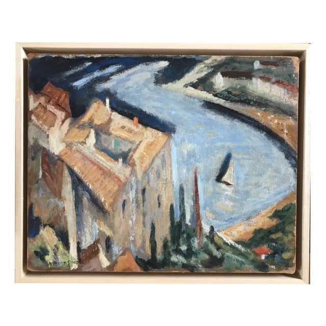 Robert Simon, ÈZE, 1952, Oil on Panel For Sale