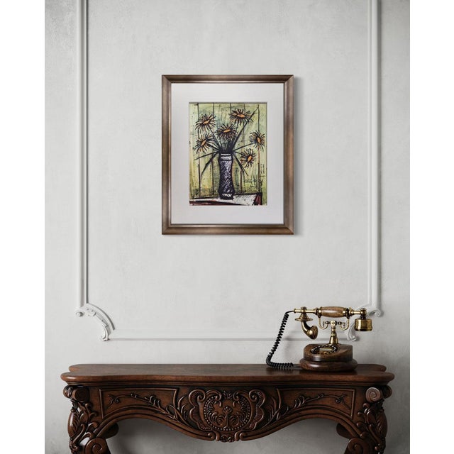 Bernard Buffet Rare Bernard Buffet Limited Edition Lithograph, Signed in Matrix, No. 295, 1961, Custom Framed For Sale - Image 4 of 4