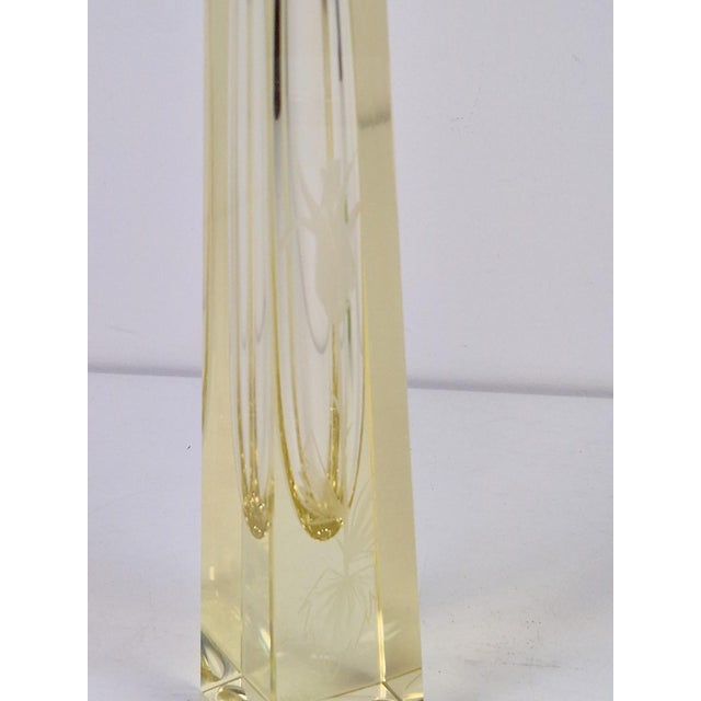 Yellow Citrine Drop Cut Engraved Glass Vase by Antonin Drobnik for ZBS, 1960s For Sale - Image 8 of 14