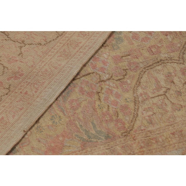 Beige Vintage Turkish Sivas Rug in Beige With Pink Medallion For Sale - Image 8 of 8