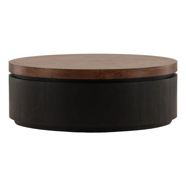 Burl & Ebony Round Coffee Table For Sale