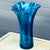 Glass Mid-Century Modern Blue Ruffled Rim 14" Tall Blown Glass Vase For Sale - Image 7 of 11