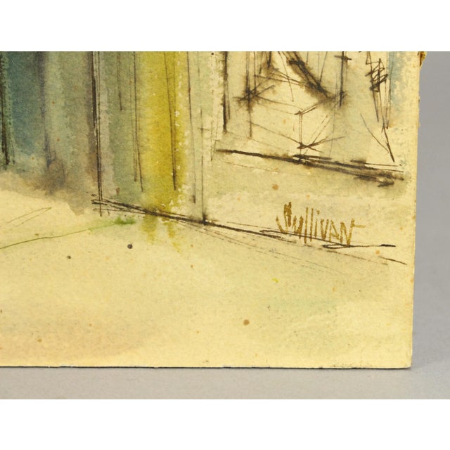 Vintage American School Modernist Urbanist Watercolor Street Scene Painting, Signed Sullivan For Sale In Houston - Image 6 of 9