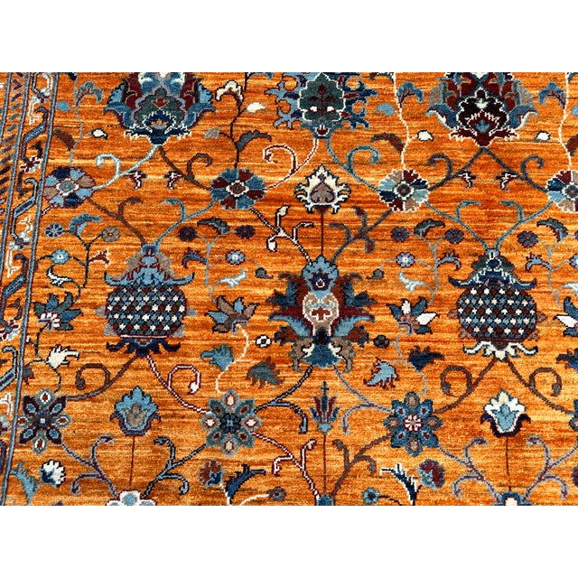 Rust Afghan Sultani Hand-Knotted Wool Rug - 9'8" X 8'1" For Sale - Image 9 of 14