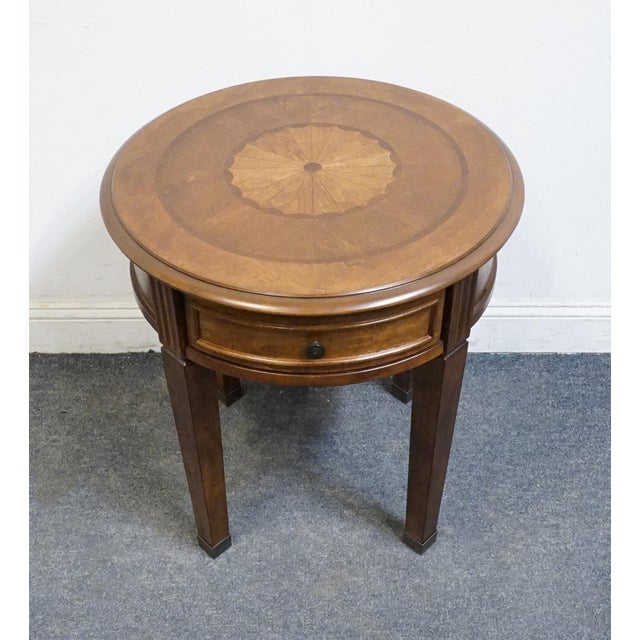 Contemporary Ashley Furniture Glen Eagle Collection Cherry Contemporary Traditional 24" Round Accent End Table T247-6 For Sale - Image 3 of 14