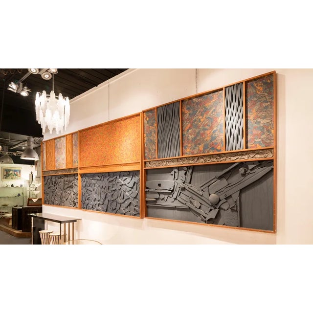 Italian decorative mixed technique triptych circa's1980 This one of a kind parts was placed in a hotel the north of Italy....