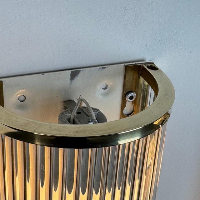 Art Deco Style Murano Glass and Brass Wall Sconces attributed to De Majo, 1970s, Set of 2 For Sale - Image 6 of 16