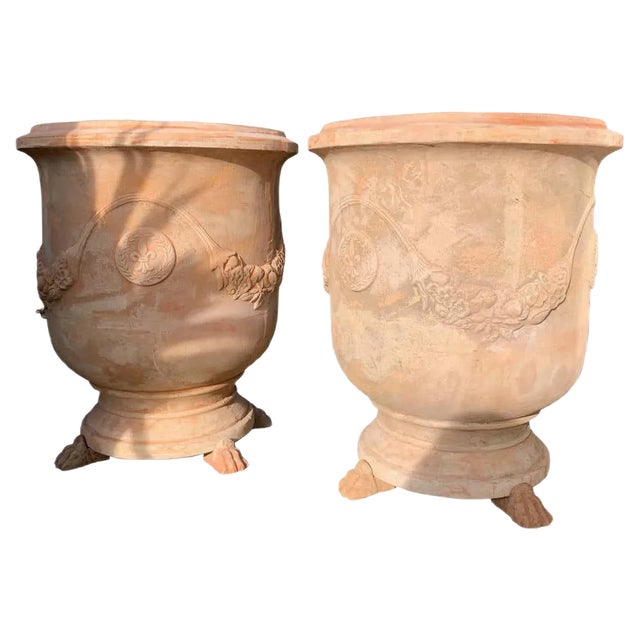 Large 20th Century Handmade Terracotta Pots, Tuscany, Set of 2 For Sale